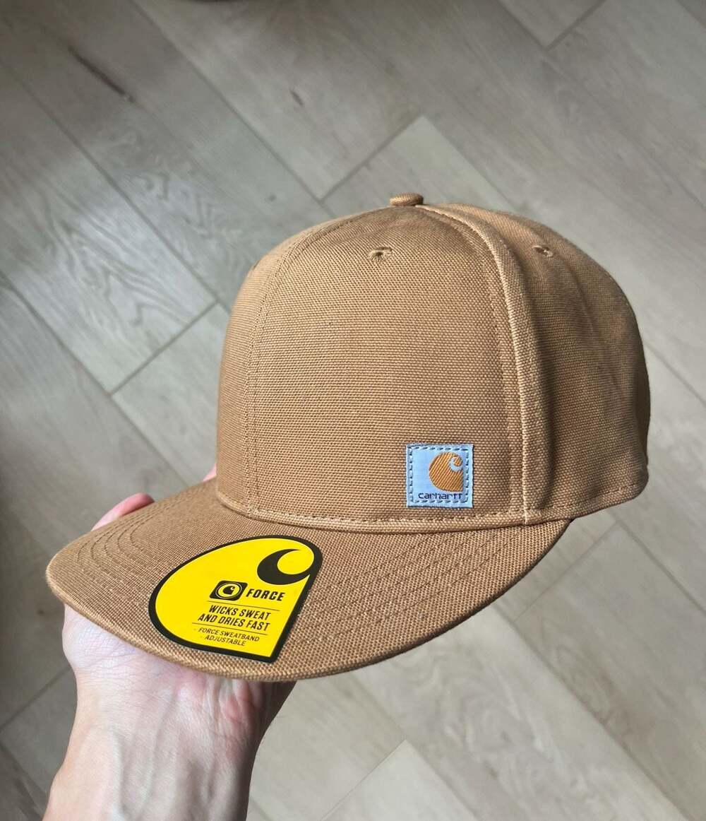 Carhartt 101604 Force Delmont Hat Firm Duck Flat Brim Brown Cap New with Tags